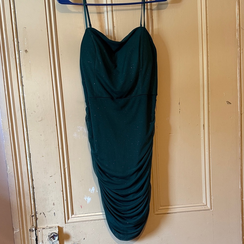 Crystal Doll Strapless Dark Green Dress
